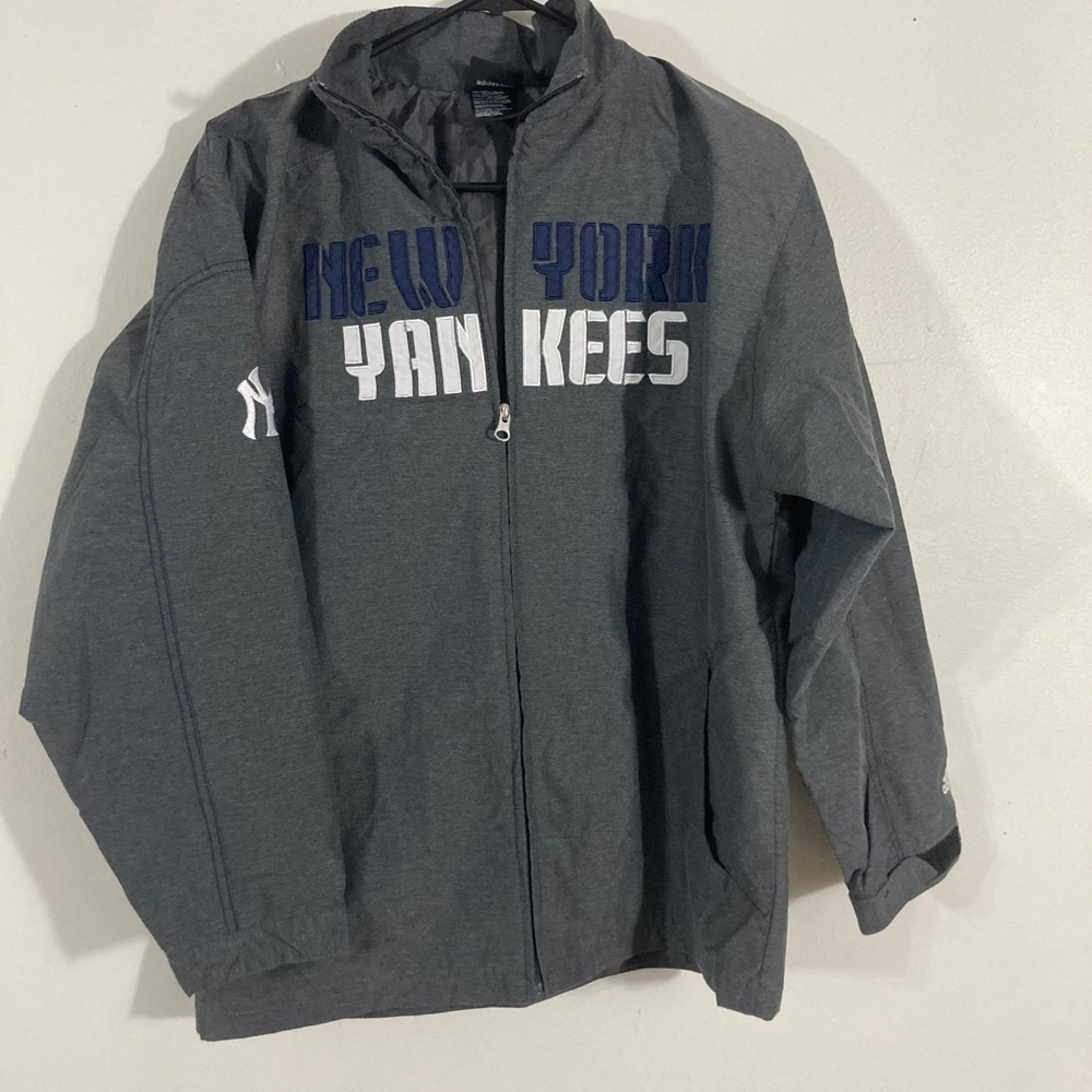 Adidas New York Yankees Jacket Youth Large 14/16‎ Grey Good MLB Full Zip NYY NY
